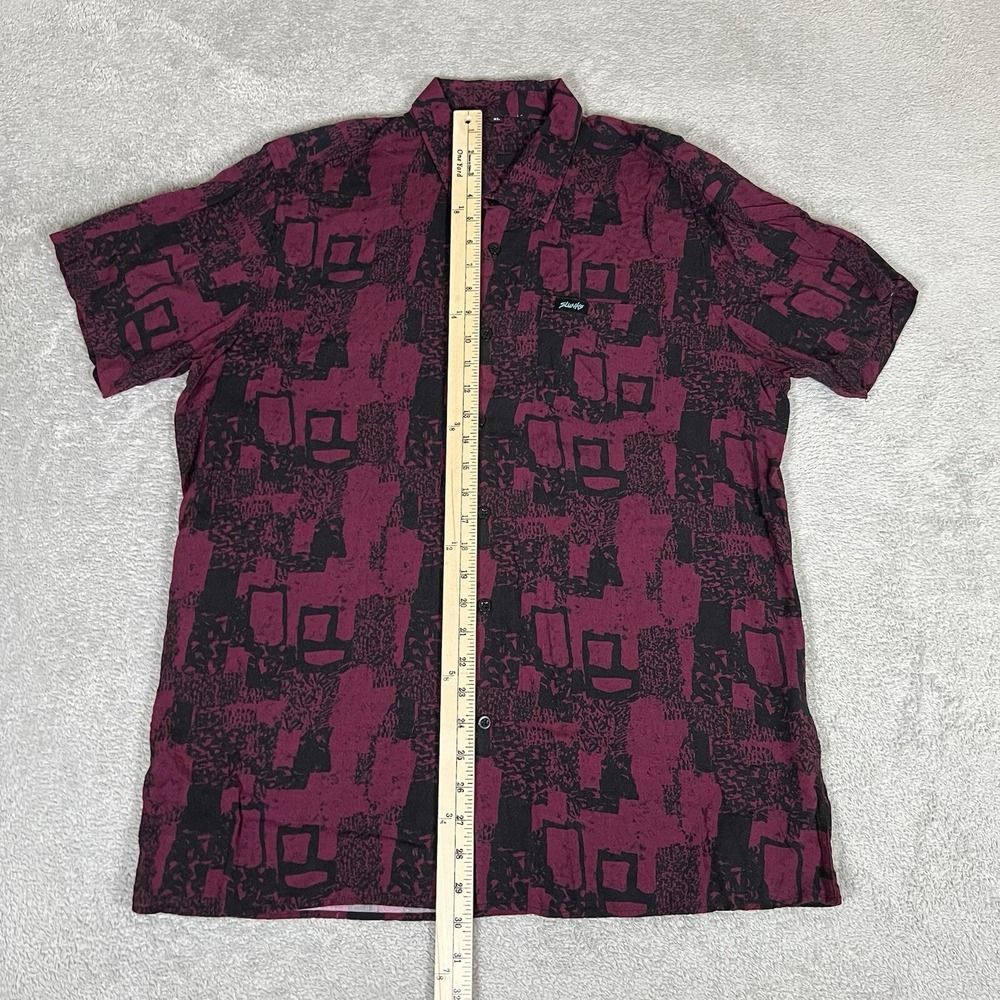 Slunks Shirt Mens Extra Large Beach Casual Short Sleeve Button Up Rayon Burgundy - Picture 7 of 12